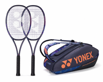 2x Yonex PERCEPT 100 - Midnight Navy unbesaitet + Yonex PRO RACQUET BAG 12 PCS - Midnight Navy